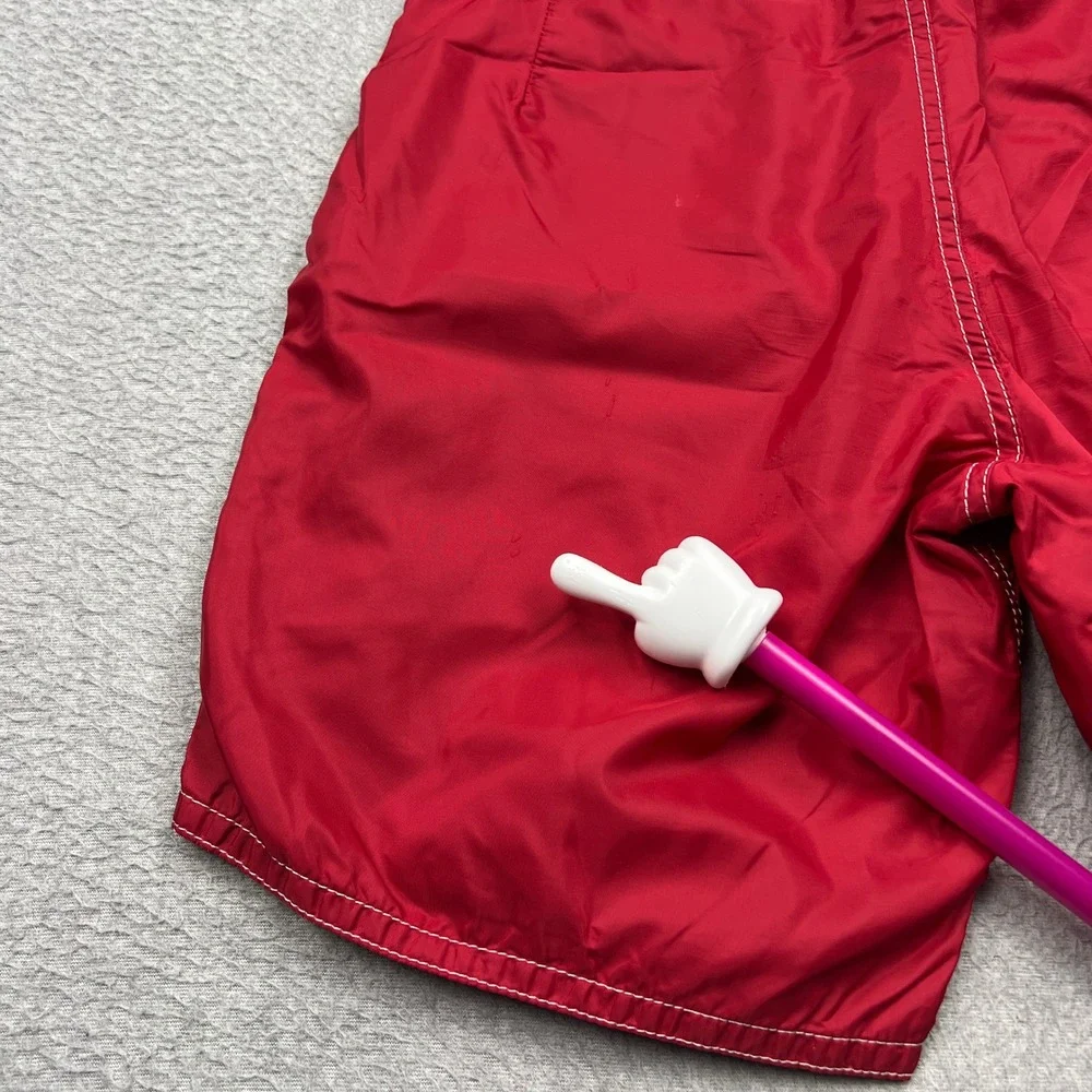 Birdwell Beach Britches Board Shorts Mens 32 Red Lace Up Swim Stitched USA Made